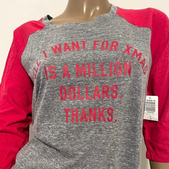 TORRID 0 large "all I want for Xmas is a million dollars" tee TS 2995 - Picture 10 of 11